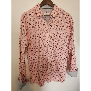 Floral Craft + Flow Button Down Shirt Mens Large Pink Long Sleeve Casual Cotton
